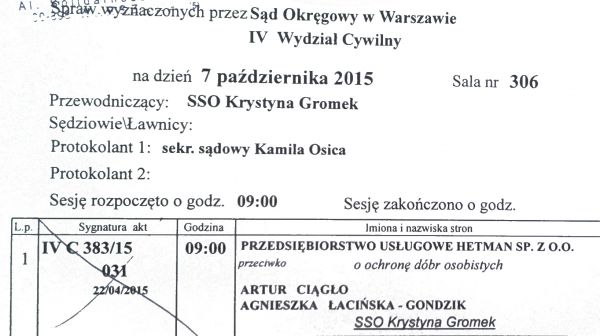 Strachy na Lachy. P.U.Hetman przegrywa sprawę w sądzie.